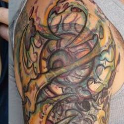 Tattoos - Dave, before and with marker drawing - 71519